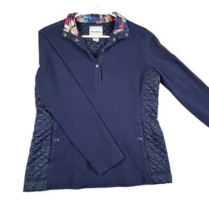 Tommy Bahama Women Aruba Quilted Half-Snap‎ Collar Pullover Sweatshirt Navy XS